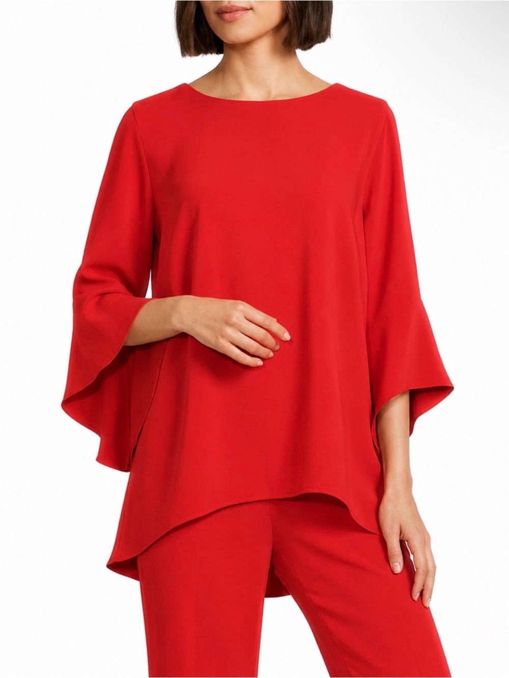 Caroline Rose Crepe Crew Neck 3/4 Ruffled sleeves Plus size 1X NWT $298